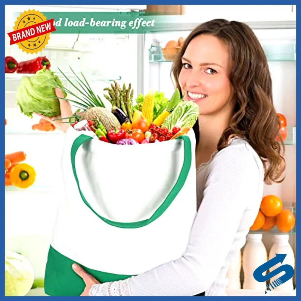 Canvas Tote Bags Bulk Pack Reusable Grocery Shopping Eco Friendly Large Capacity